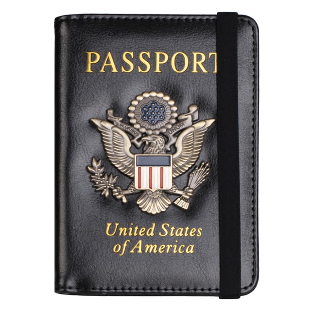 Funda para pasaporte TOURSUIT de piel con bloqueo RFID, color negro