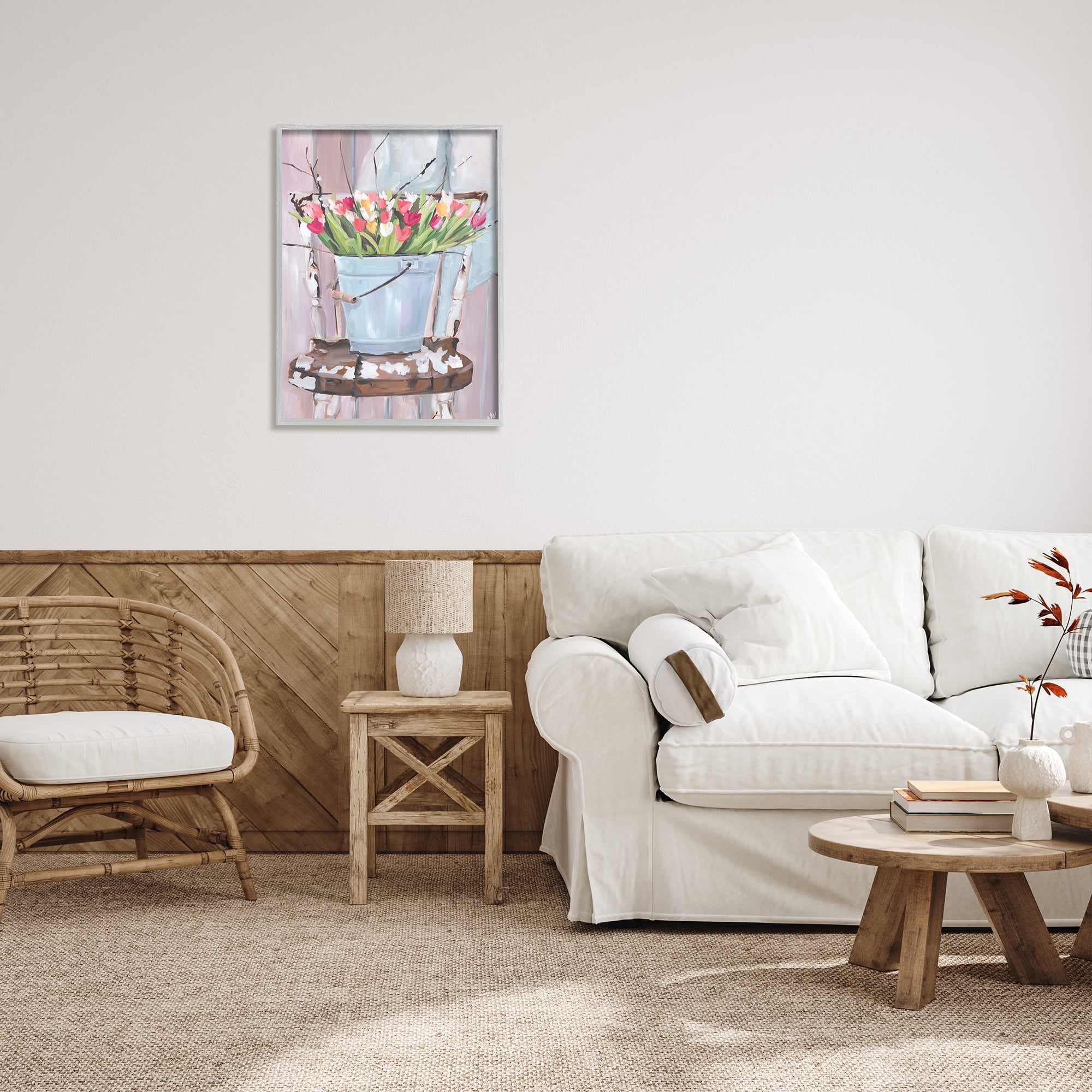 Stupell Industries Tulip Bouquet Still Life Botanical & Floral Painting Gray Framed Art Print Wall Art, 24 x 30