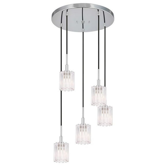 Woodbridge Lighting Candice 5-light Glass Cluster Pendant in Nickel