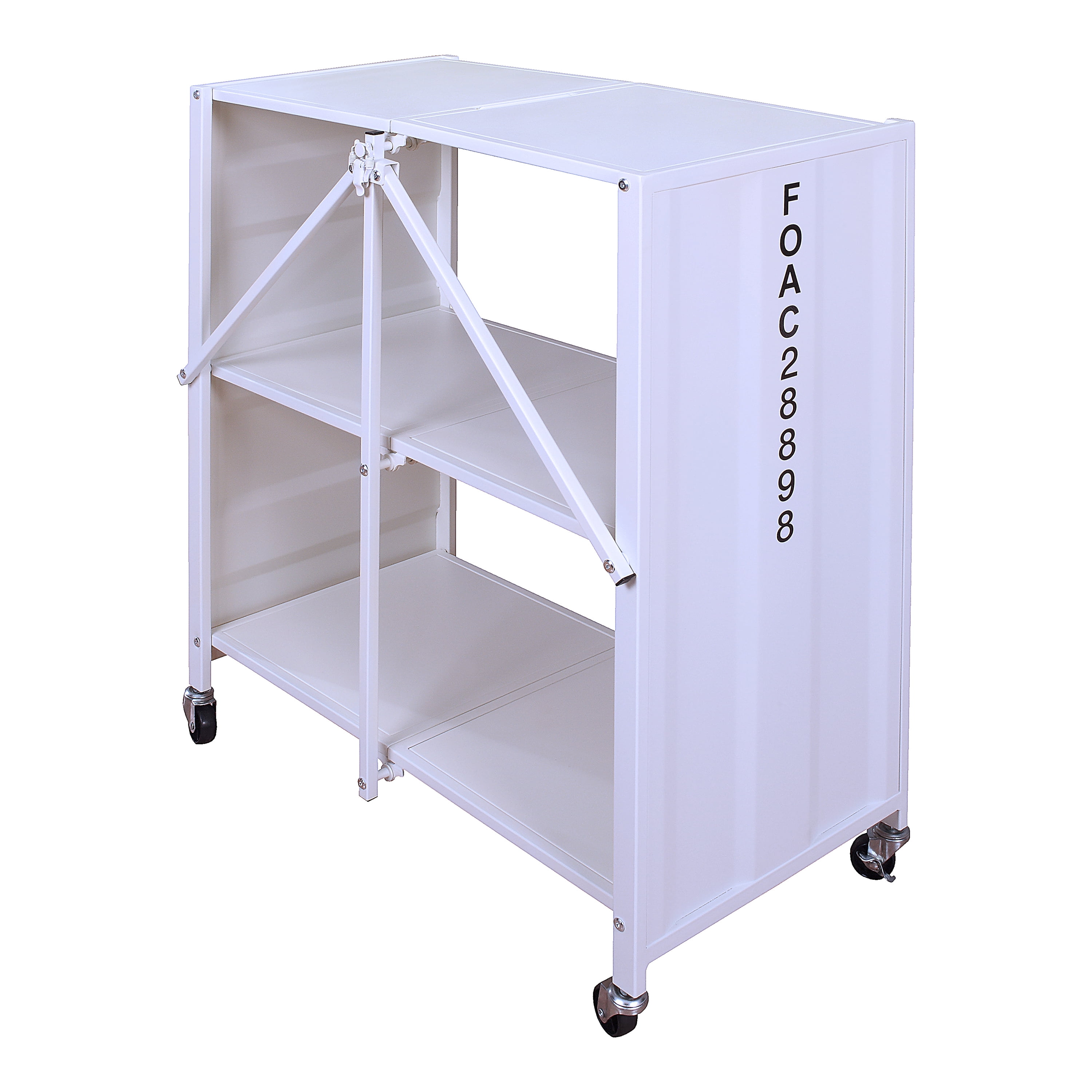 Furniture of America Maxima Industrial Folding Bookcase with Wheel, White