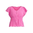 thumbnail image 5 of Time and Tru Women's Eyelet Peplum Top, Sizes XS-XXXL, 5 of 5