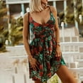 thumbnail image 2 of USSUMA Sundresses for Women Casual Summer Spaghetti Strap High Waist Flowy Tropical Print Knee Length Midi Womens Shirt Dresses Beach V Neck Sleeveless Plus Size Wedding Guest Sun Dress, 2 of 8