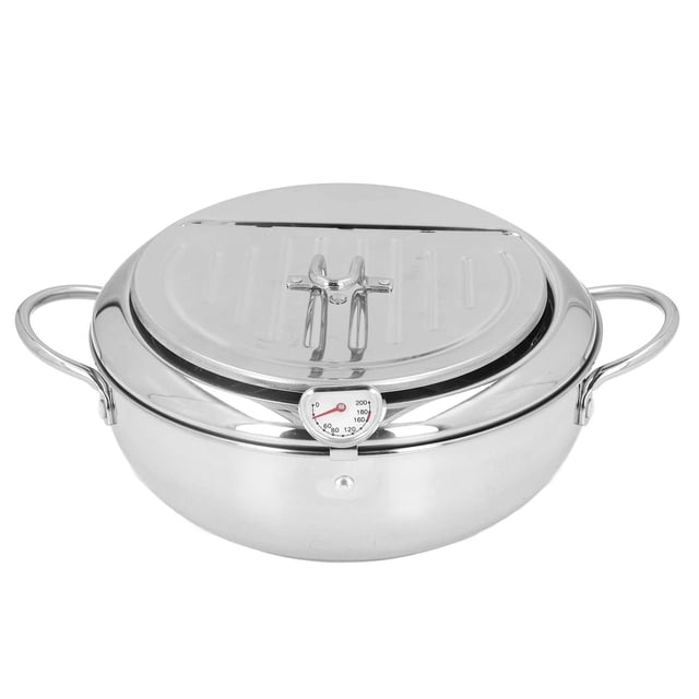 Olla Japonés para Freír Tempura Acero Inoxidable Retención de Calor 3,4 L