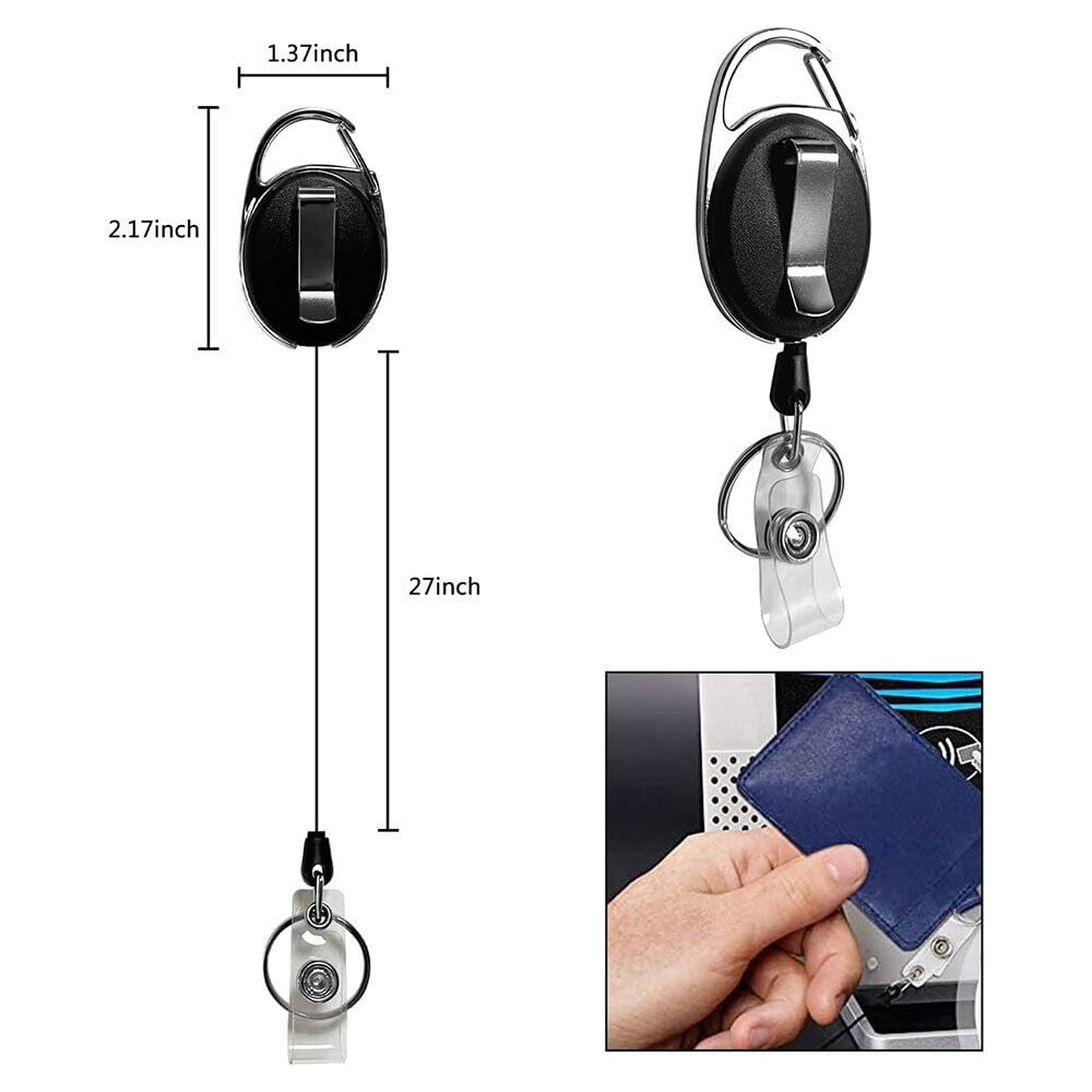 20 PCS Retractable Reel Clip Badge Holder ID Card Key Ring Carabiner US Stock
