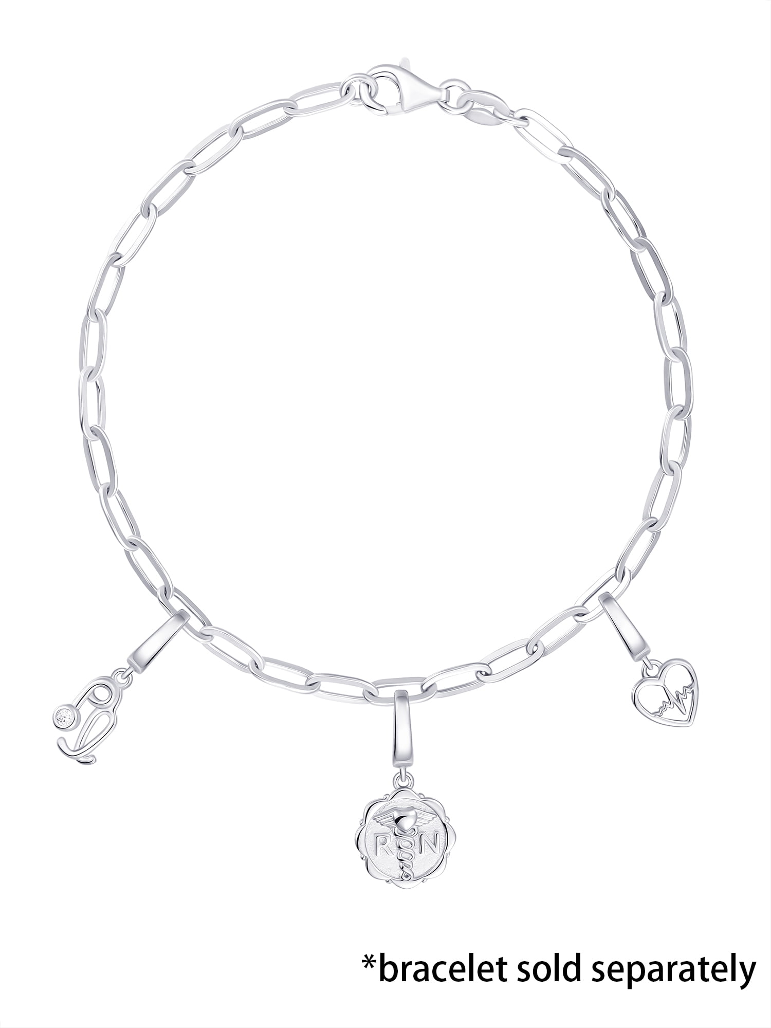 Brilliance Fine Jewelry Simulated Diamonds Nurse Charm Set in Sterling Silver