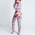 thumbnail image 2 of WZXFASHION Combinaison de Nuit à Imprimé pour Femmes à Manches Longues avec Boutons et Rabat, Justaucorps, Barboteuse, Tenue de Nuit pour Femmes Gris P, 2 of 7