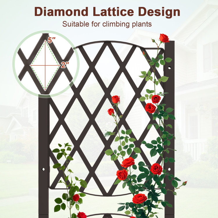 Demifill Raised Garden Bed with Trellis Planter Box for Climbing Plants, 16 inch Length Raised Garden Beds, Brown