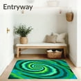 thumbnail image 3 of ODIKA 4'x6' Machine Washable Non-Slip Area Rug, Swirling Vortex Spiral Waves Artistic Indoor Floor Covering High Traffic Rug with Pad, Green, 550428, 3 of 8