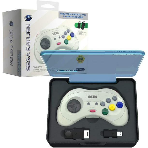Retro-Bit Official Sega Saturn 2.4 GHz Wireless Controller 8-Button Arcade  Pad for Sega Saturn, Sega Genesis Mini, Nintendo Switch, PS3, PC, Mac - 