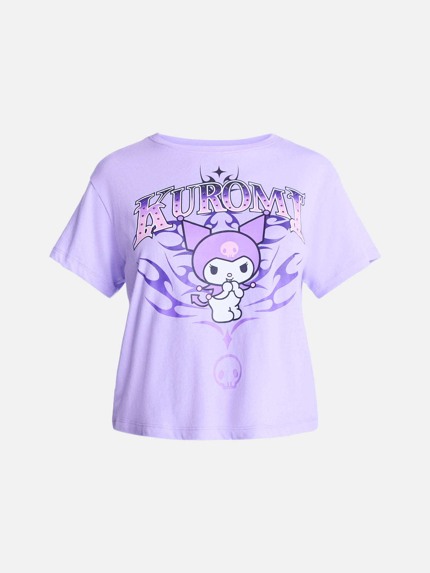 Sanrio Kuromi Women's Graphic Layered Mesh Tee with Long Sleeves, Sizes XXS-XXSL