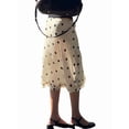 thumbnail image 2 of Women'S Summer Polka Dot Mesh Midi Skirt Casual High Waist Ruched Boho Skirts Cream White M, 2 of 9