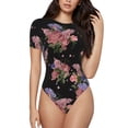 thumbnail image 1 of Balery Bouquet Body de cuello redondo de manga corta para mujer Tops de manga corta Tops básicos-Large, 1 of 7