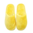 thumbnail image 2 of 1 Pair Candy Color Anti-skid Soft Outsole Round Toe Plush Slippers Women Winter Slip-on Fluffy Flat House Shoes,Yellow, 2 of 8