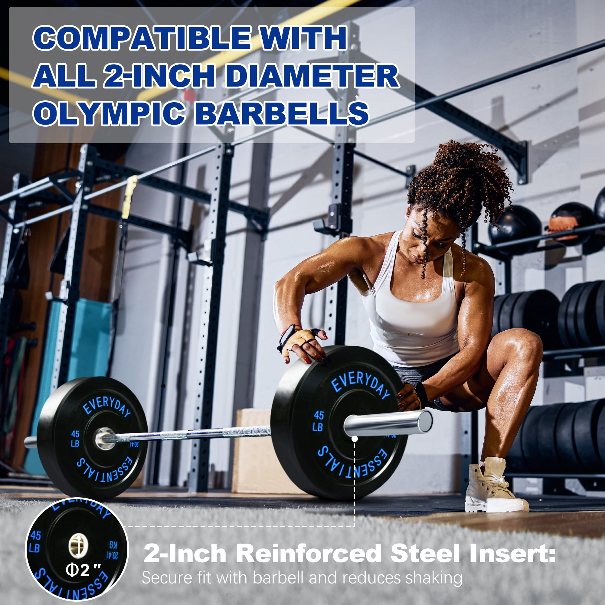 BalanceFrom Olympic Bumper Plate Weight Plate with Steel Hub, Black, 45 lbs Single
