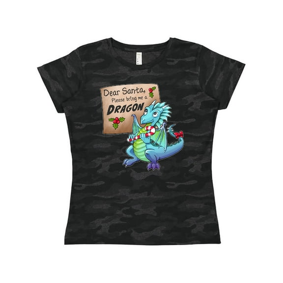 Inktastic Dear Santa, Please Bring Me a Dragon Christmas Wish Women's T-Shirt