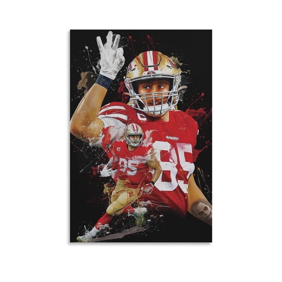 George Kittle Poster Canvas Poster Painting On Canvas Wall Art Poster Scroll Picture Print Living Room Walls Decor Home Posters 16x24inch(40x60cm)