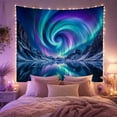 thumbnail image 2 of Aurora Borealis Over Mountain Lake, Cosmic Tranquil Celestial for Nature Lovers, Celestial Wall Art Housewarming Gift Tapestry Wall Hanging for Bedroom, Living Room, 2 of 7