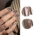 thumbnail image 4 of Light Coffee Cats Eye Wear Nail Nail Patch Handmade Fake Mani Nails, 4 of 8