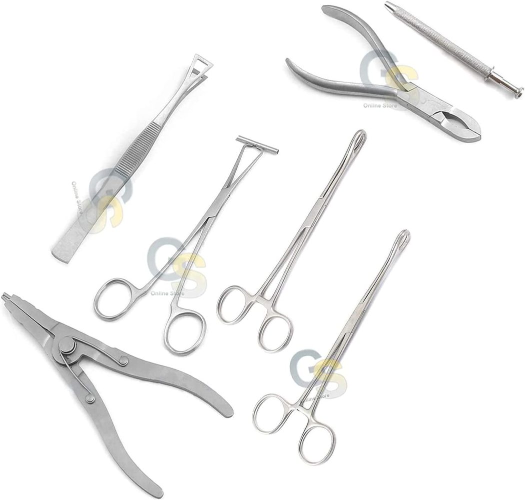 7 Body Piercing Instruments Kit Tools Penington Forceps DS1030 by GS