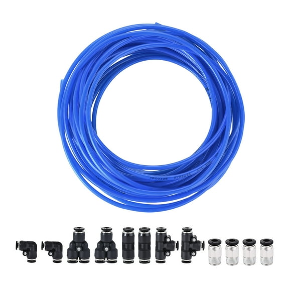 Uxcell Pneumatic 4mm OD PU Air Hose Tubing Kit 10M Blue with Push to Connect Fittings