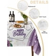 thumbnail image 2 of Happy Birthday Table Cloth, Waterproof Tablecloth for Rectangle Tables, Gradient Purple Dress Crown Carriage Flowers Reusable Washable Fabric Table Cover for Restaurant Kitchen Dining Tables 54"x108", 2 of 9