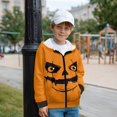 thumbnail image 4 of FUIALDOLG Boys Sweatshirt Hoodie Orange Halloween Pumpkin Print Zip Up Jacket with Pocket Winter Outwear Jacket for Girls Hooded Long Sleeve Tops, Size M, 4 of 7