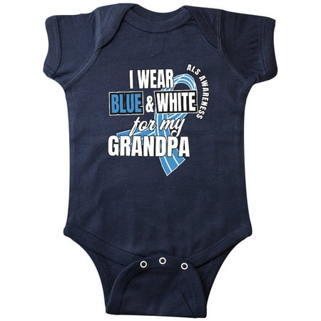 

Inktastic I Wear Blue and White For My Grandpa ALS Awareness Gift Baby Boy or Baby Girl Bodysuit