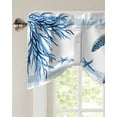thumbnail image 3 of Tie Up Valance Curtain for Kitchen,Summer Ocean Blue Turtle on White Rod Pocket Short Curtains Adjustable Tie-Up Shade Valances,Sea Starfish Coral Window Treatment for Bathroom Living Room Bedroom, 3 of 8