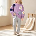 thumbnail image 4 of KEXE Little Girls Floral Sweatshirt Set Long‑Sleeve Top And Elastic Waist Ribbed Trousers, 4 of 9