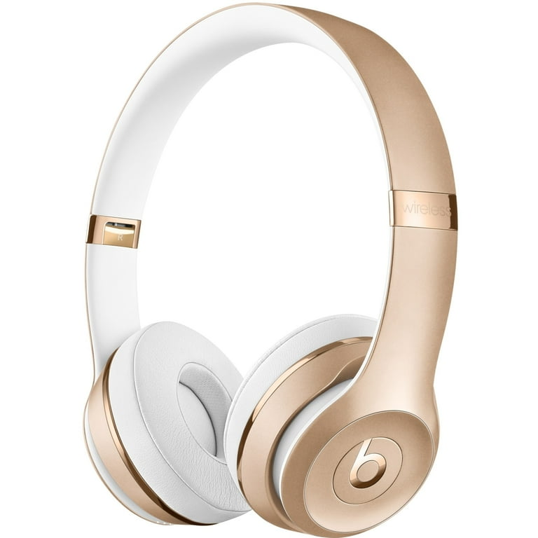 Restored Beats Solo3 Headphones with mic onear Bluetooth wireless gold Refurbished