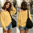 thumbnail image 5 of Auralook Womens Off the Shoulder Tops Sweatshirts Lightweight Oversized Pullovers Long Sleeve Loose Fit Tunic Tops, 5 of 9