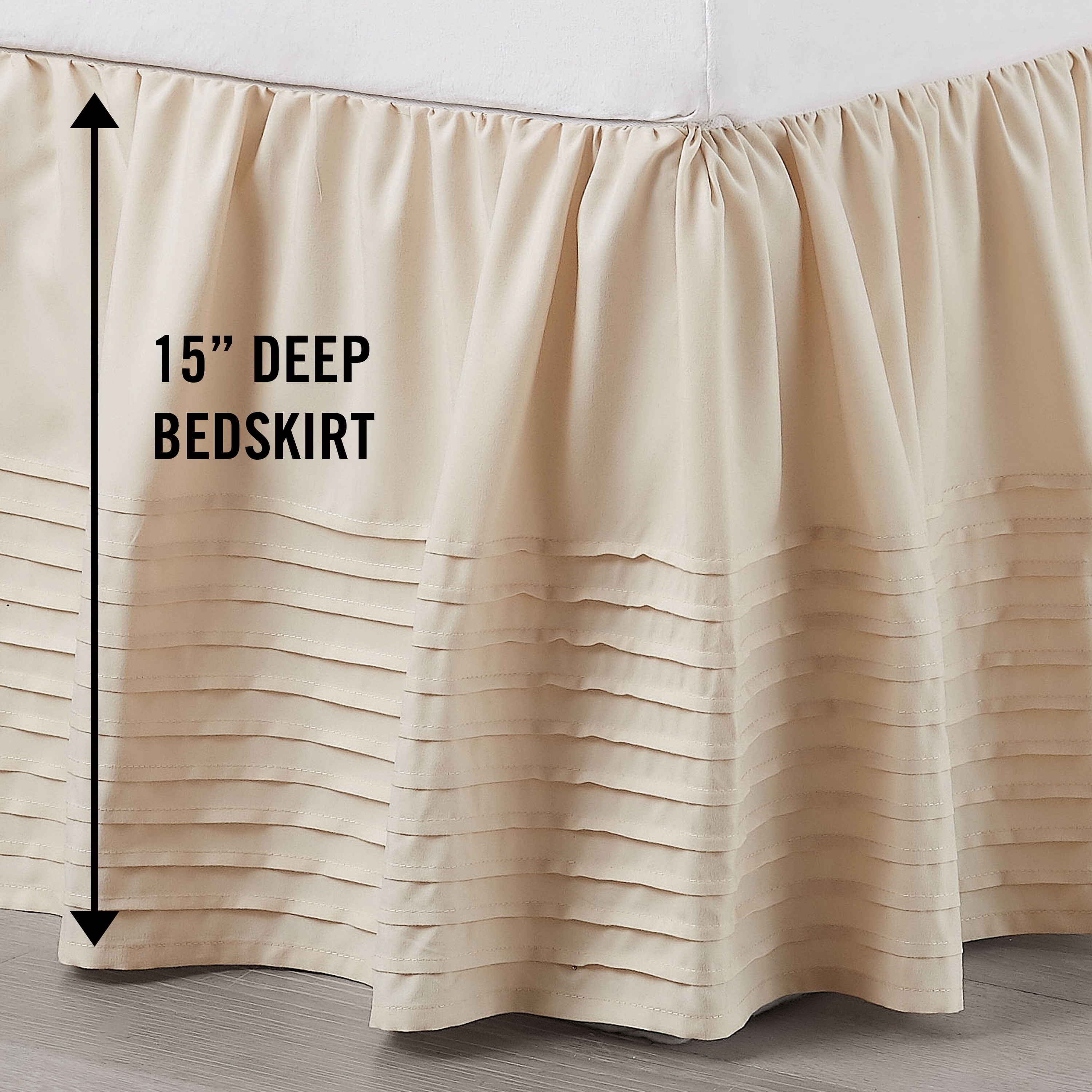 Martex Multi Pleat King Ivory Bed Skirt, Ivory, King
