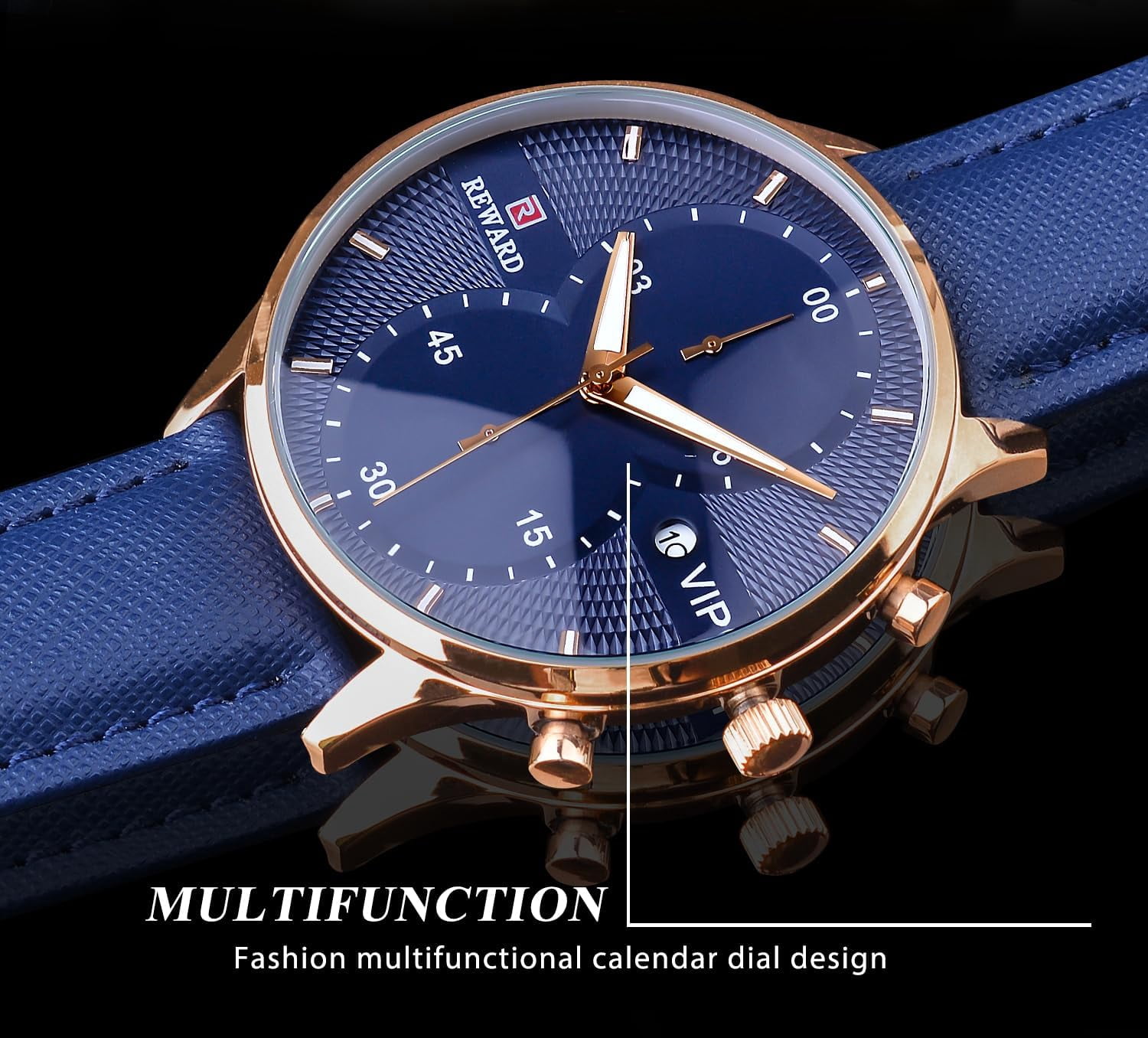 Men Watches Business Casual Wrist Watches (Multifunction/Waterproof/Luminous/Calendar) Genuine Leather Band Fashion Watch for Men
