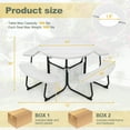thumbnail image 3 of Costway Ensemble de Table de Pique-Nique Ronde d'Extérieur pour 8 Personnes avec 4 Bancs et Trou pour Parasol Blanc, 3 of 9