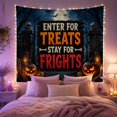 thumbnail image 2 of Treats and Frights Sign With Pumpkins, Spooky Gothic Style for Halloween Decor Lovers, Haunted Wall Decor, Halloween Gift, Tapestry Wall Hanging for Entryway and Hallway, 2 of 7