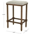 thumbnail image 3 of DecMode Fabric Counter Stool with Traditional Wood Perle Legs and Beige Cushion, Brown, 3 of 10