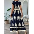 thumbnail image 4 of Summer Dresses for Women 2025 Casual Ruffle Sleeves Dress Sundresses Boho Beach Dresses Navy Blue S, 4 of 6