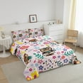 thumbnail image 2 of Bedding for Owl Love ,Pink Girly Owl Print Comforter ,Cute Love Heart Floral Comforter Set,Rustic Cartoon Animal Quilt Inner Fill 2pcs Bedroom Decor, 2 of 6