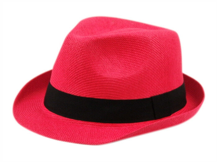 Child Toddler Trilby Fedora Hat BROWN SMALL CHECK WITH RED BAND summer occasion