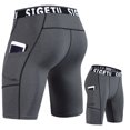 thumbnail image 4 of LYMAYTER Men's Athletic Compression Shorts Workout Running Pocket Design Letter Shorts For S-3XL, 4 of 9