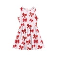 thumbnail image 3 of Ruyang Casual Dresses for Teen Girls Bow Print Crewneck A Line Swing Dresses Summer Beach Lightweight Sleeveless Sundress, 3 of 4