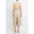 thumbnail image 4 of Emma & Michele V-Neck Sleeveless Tie Side Solid Pockets Crepe Jumpsuit-SAND / 8, 4 of 4