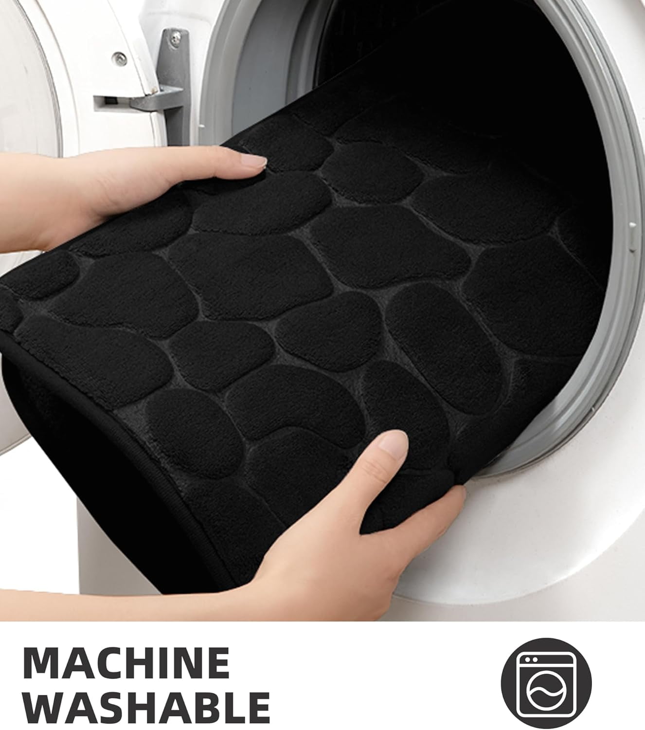 Memory Foam Bath Mat – Super Soft Absorbent Bathroom Rug, Non-Slip Quick Dry Floor Mat, Cobblestone Design, Washable Bath Mat for Bathroom, Bedroom, Toilet