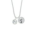 thumbnail image 2 of Delight Jewelry 12mm Crystal Rivoli - Clear Silvertone Script Initial Disc - T - Charm Necklace, 20"+3", 2 of 4
