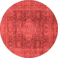 thumbnail image 1 of Ahgly Company Machine Washable Indoor Round Abstract Red Modern Area Rugs, 3' Round, 1 of 4