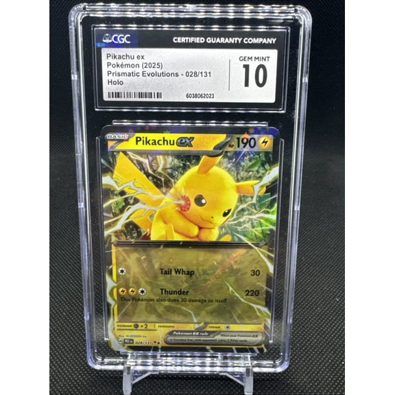 Graded Pikachu Double Rare Holo 028/131 Prismatic Evolutions CGC 10 Trading Card