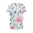 thumbnail image 4 of Jjayotai No Boundaries Womens Tops, Petal Short Sleeve Summer Casual Crew Neck Shirts, Floral Printed Blouse, Pleated Tunics, Boho Top for Women Multicolor^17 M, 4 of 6