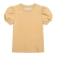 thumbnail image 2 of Teylalorva T-Shirt for Girls, Summer Trendy Puff Short Sleeve Crewneck Kids Cute Casual Tee Yellow Size 6, 2 of 7