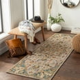 thumbnail image 4 of Hauteloom Birtley Boho Hand Tufted Wool Natural Fiber Soft Area Rug - Traditional Floral Carpet for Living Room, Bedroom, Dining Room - Oriental Medallion - Blue, Mustard, Beige - 2' x 3', 4 of 7
