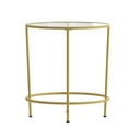 thumbnail image 2 of Merrick Lane Glass End Table with Round Matte Black Frame and Vertical Legs, 2 of 13
